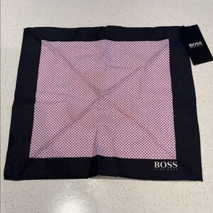 BOSS Pink Pocket Square with Black Border
